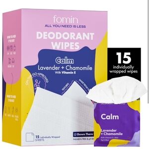 Fomin Deodorant Wipes CALM Lavender + Chamomile 1 Box/15 Sheets On The Go Travel